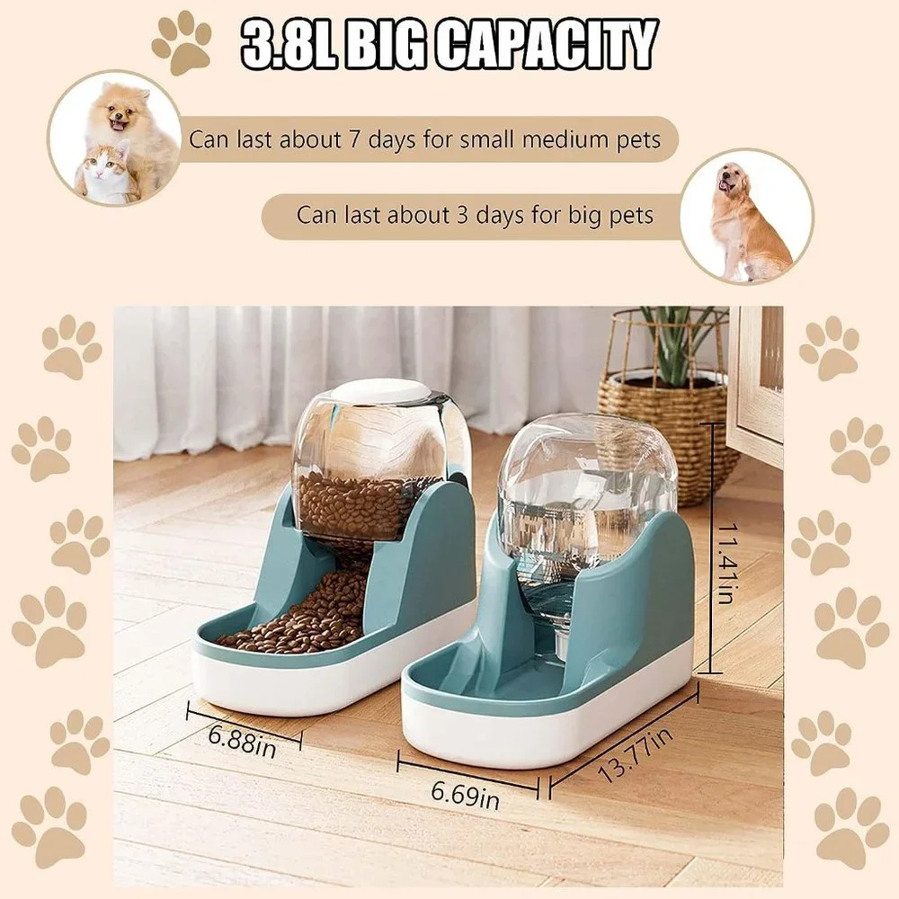 Automatic Dog/Cat Feeder and Water Dispenser Set
